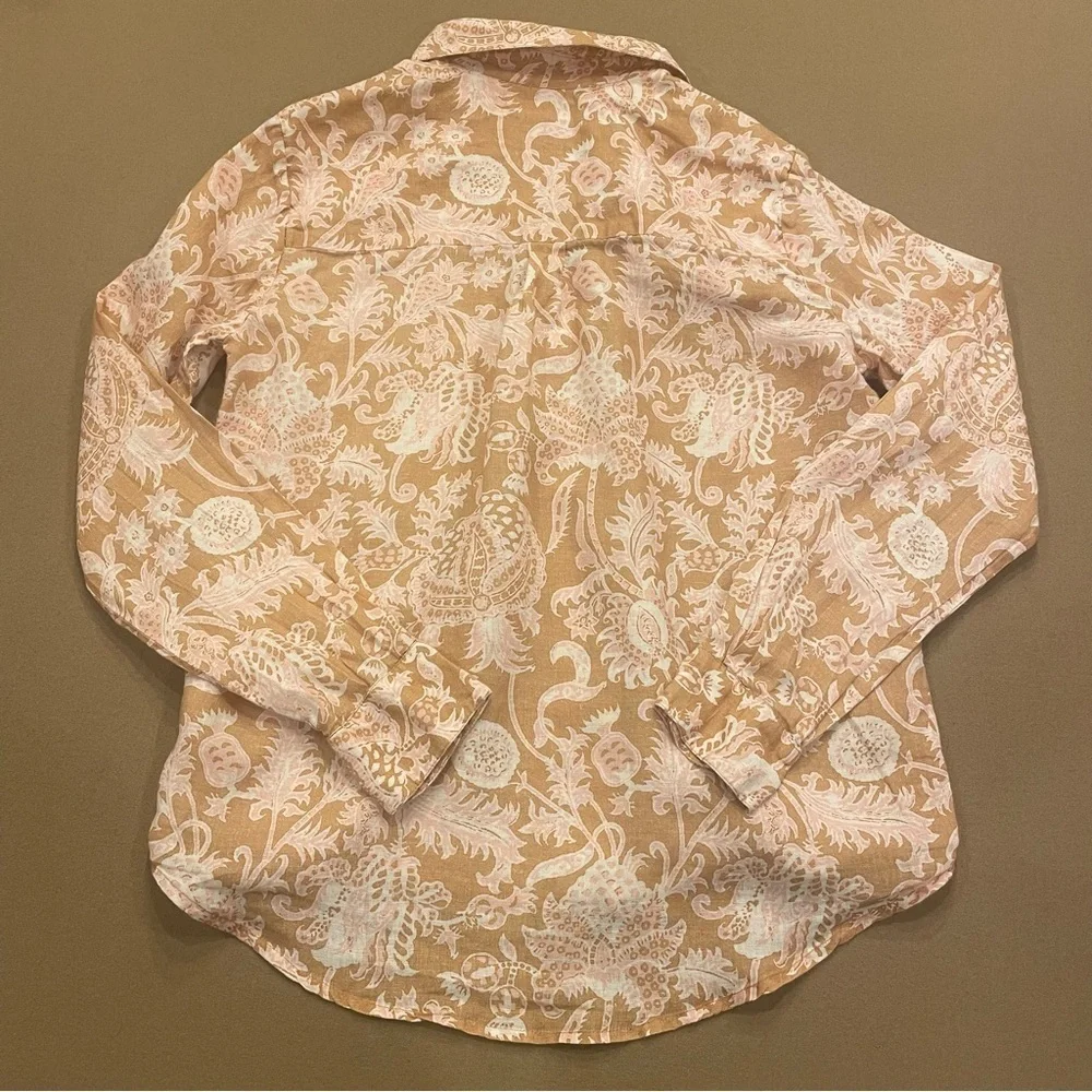 Roller Rabbit Floral Linen Button Down Top Size XS